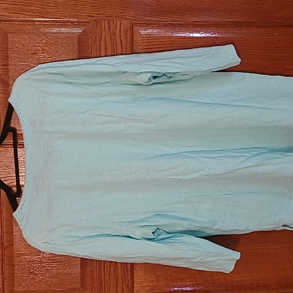 Chico's Women's Light Blue T-Shirt Top With 3/4 Length Sleeves Size 3 - Picture 4 of 4